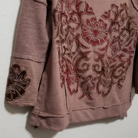 Soft Surroundings Patchwork Pullover Sweater, Color brown Velvet Size XS - Picture 7 of 14